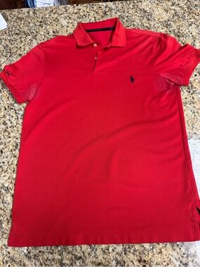 Ralph Lauren Golf Red Polo with Navy Pony Logo